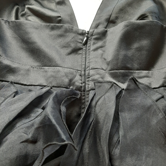 Black halter-neck dress with fringed skirt by TRUESE, size 6 - Picture 5 of 6